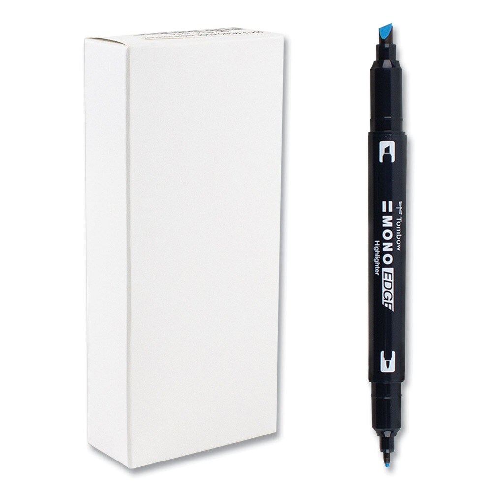 Tombow Mono Chisel/Bullet Tip Highlighters - Skyblue Barrel/Skyblue Ink (10/Box)