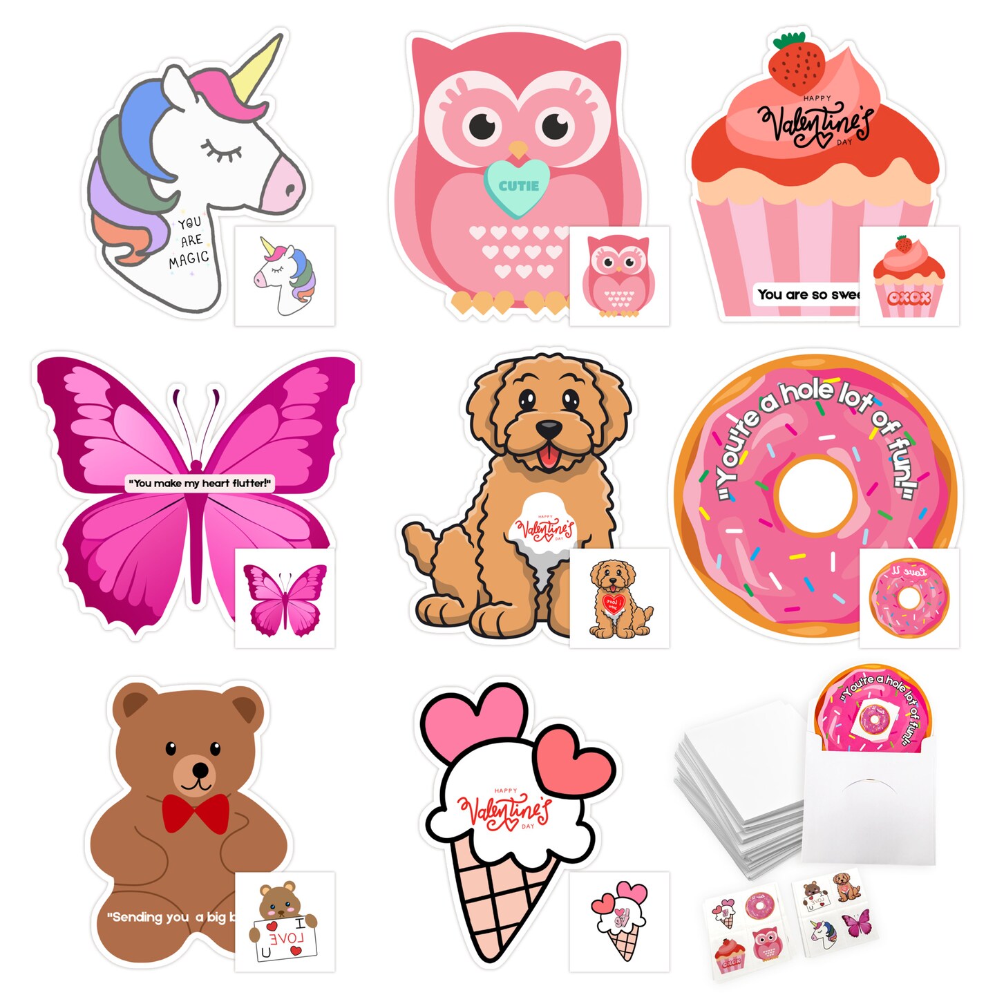 4E's Novelty 48 Pack Valentines Day Cards for Kids School with Temporary Tattoos - 8 Fun Animal Designs, Valentine Cards for Kids Classroom Exchange, Temporary Tattoo Valentines Party Favors
