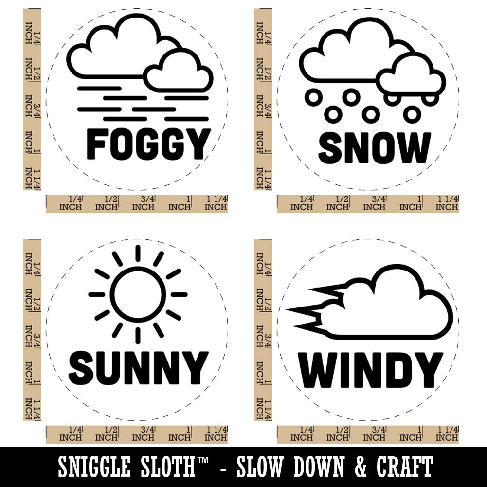 Weather Day Planner Sunny Windy Snowy Foggy Rubber Stamp Set for Stamping Crafting Planners