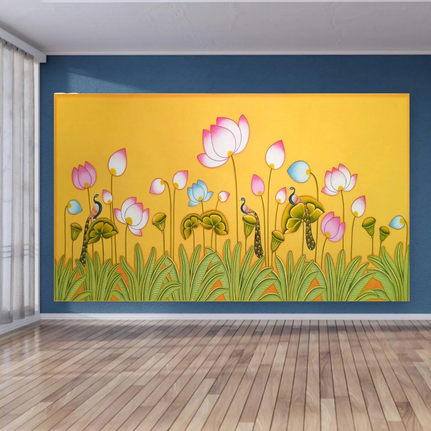 Lotus with Peacock Backdrop, Wedding Decoration, Pooja Backdrop Decoration, Indian Backdrop, Indian Decorations,housewarming Decor, Traditional Backdrop, Pooja Decoration