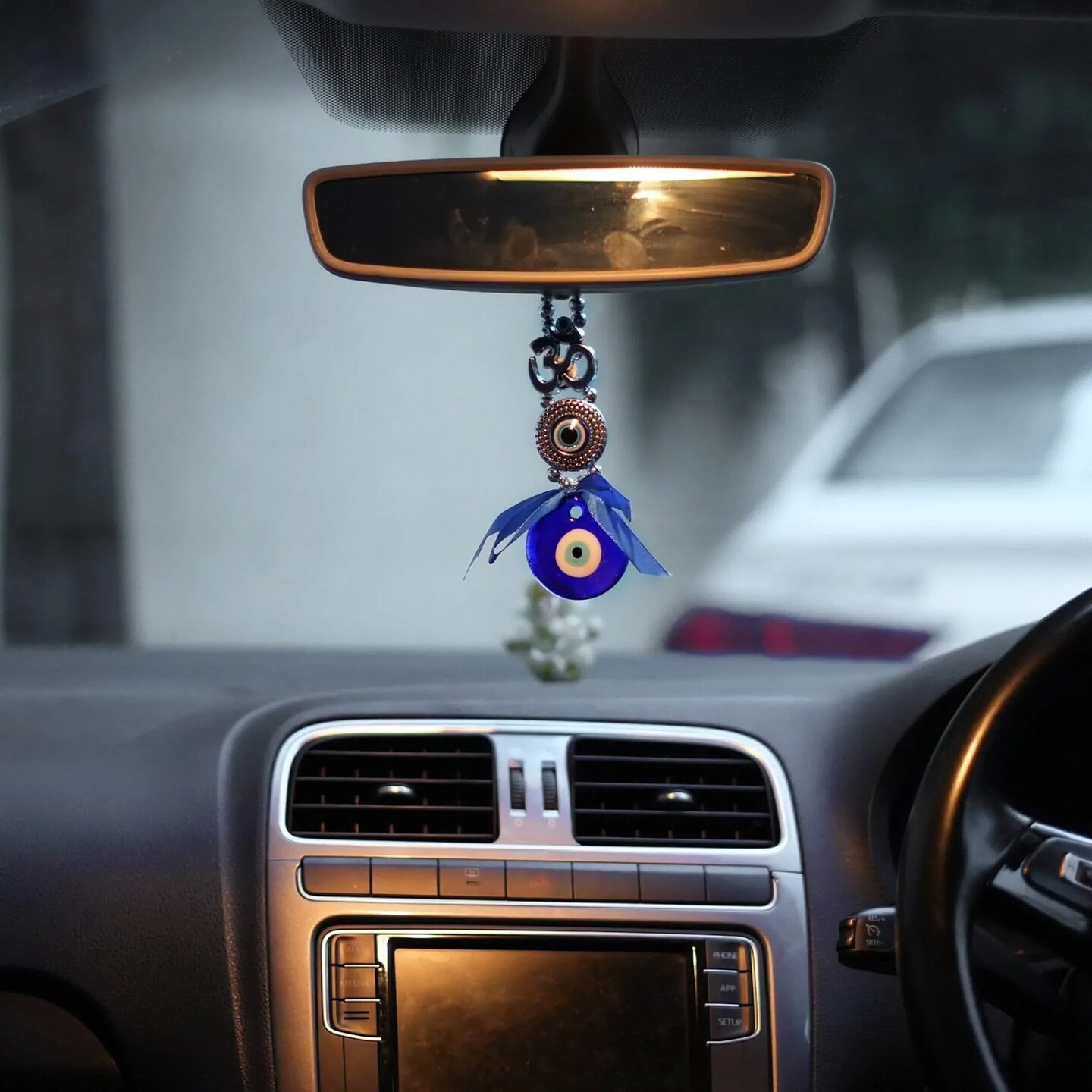 Evil Eye Hanging Decoration Om Design Evil Eye Decor for Living Room Bedroom Office Car Hanging Turkish Nazar Amulet Door Wall Hanging Ornament for Good Luck Pendant Charm Gift (6 Inch)