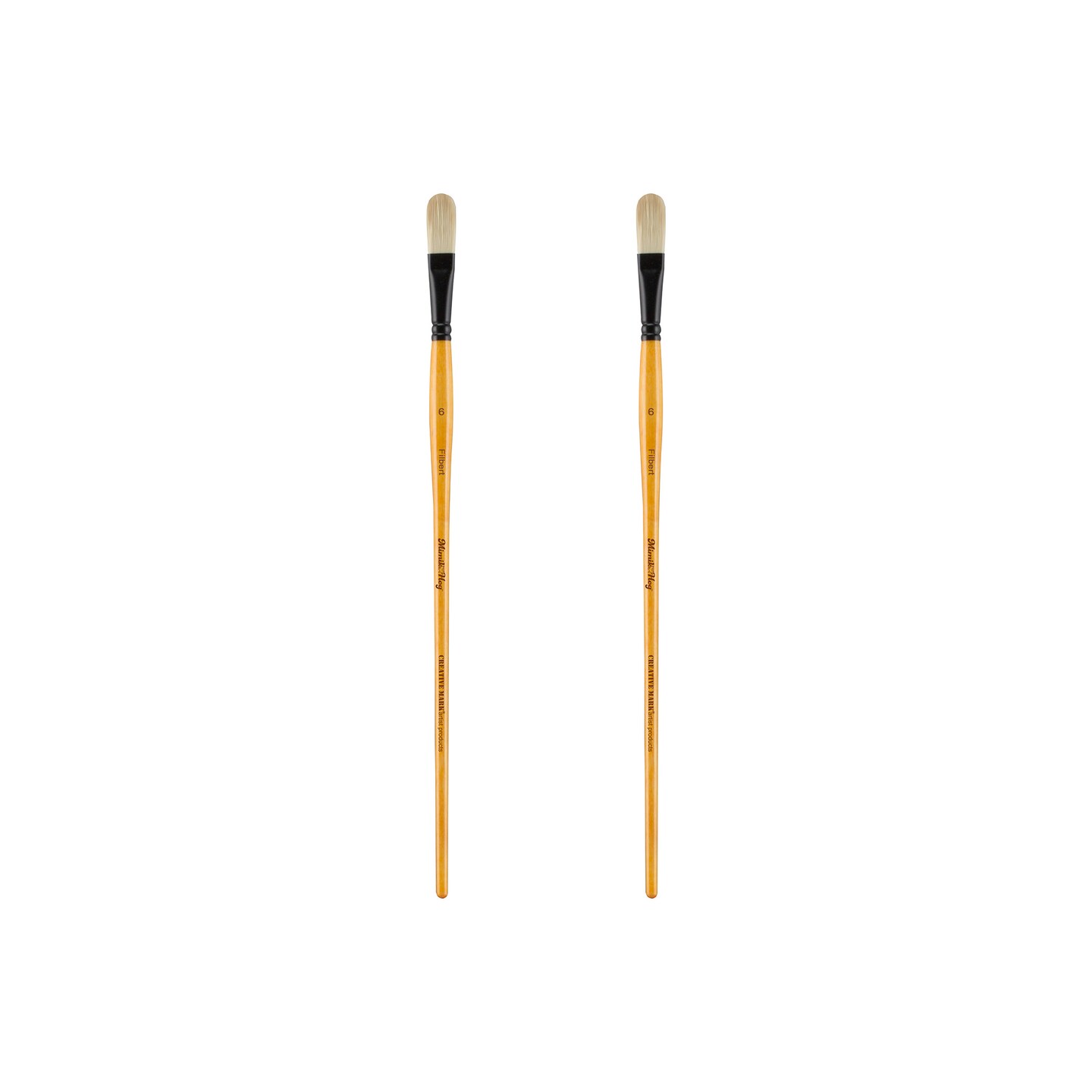 Mimik Hog Professional Synthetic Hog Bristle Paint Brush- Versatile Alternative to Natural Hog Hair Paint Brushes for Oil Painting, Acrylics, Inks, Gouache, Watercolors- Filbert - 2 Pack