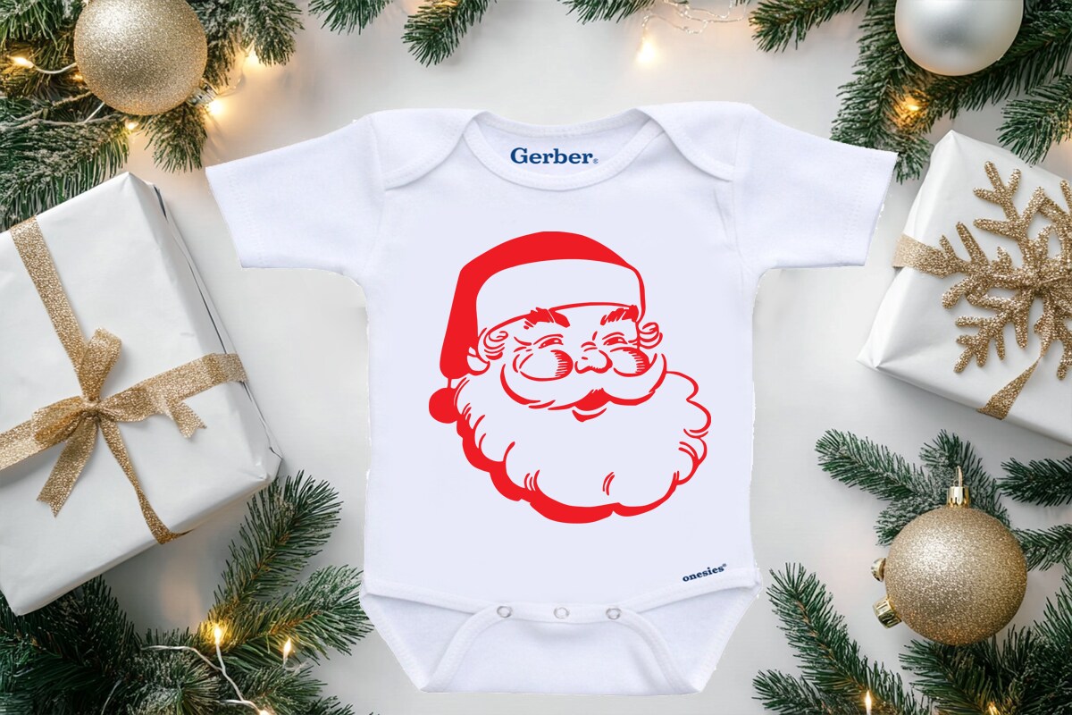 Santa Baby Onesie Retro Christmas Santa Onesie Cute Christmas Bodysuit Holiday Baby Onesie MakerPlace by Michaels