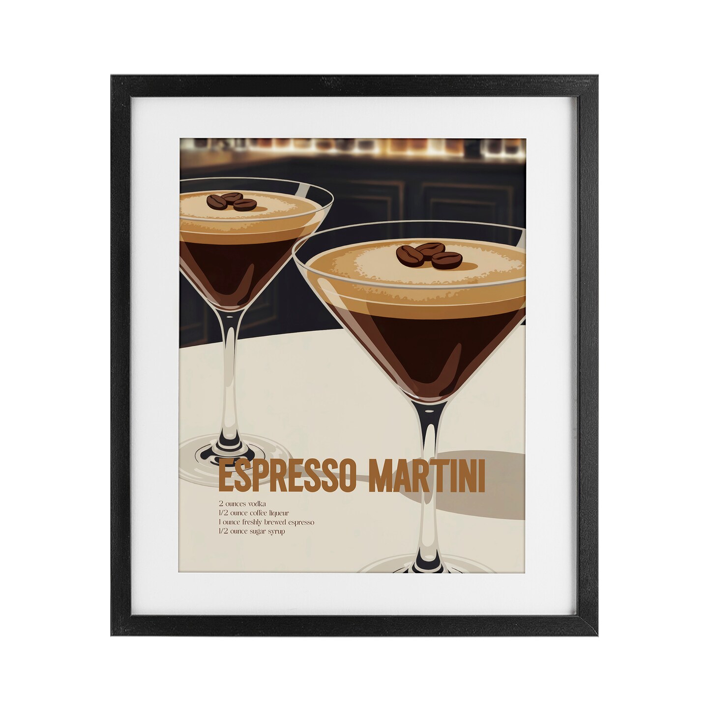 Stupell Industries Sleek Modern Espresso Martini Framed Print Under Glass, design by Andreas Magnusson