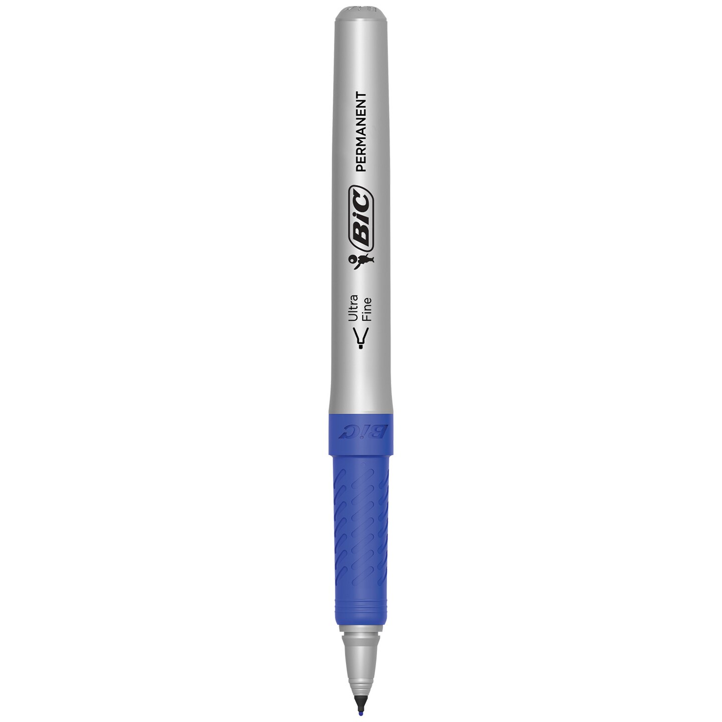 BIC Intensity Blue Permanent Markers, Ultra Fine Point, 12-Count Pack of Blue Markers with Non-Slip Grip for Comfort and Control