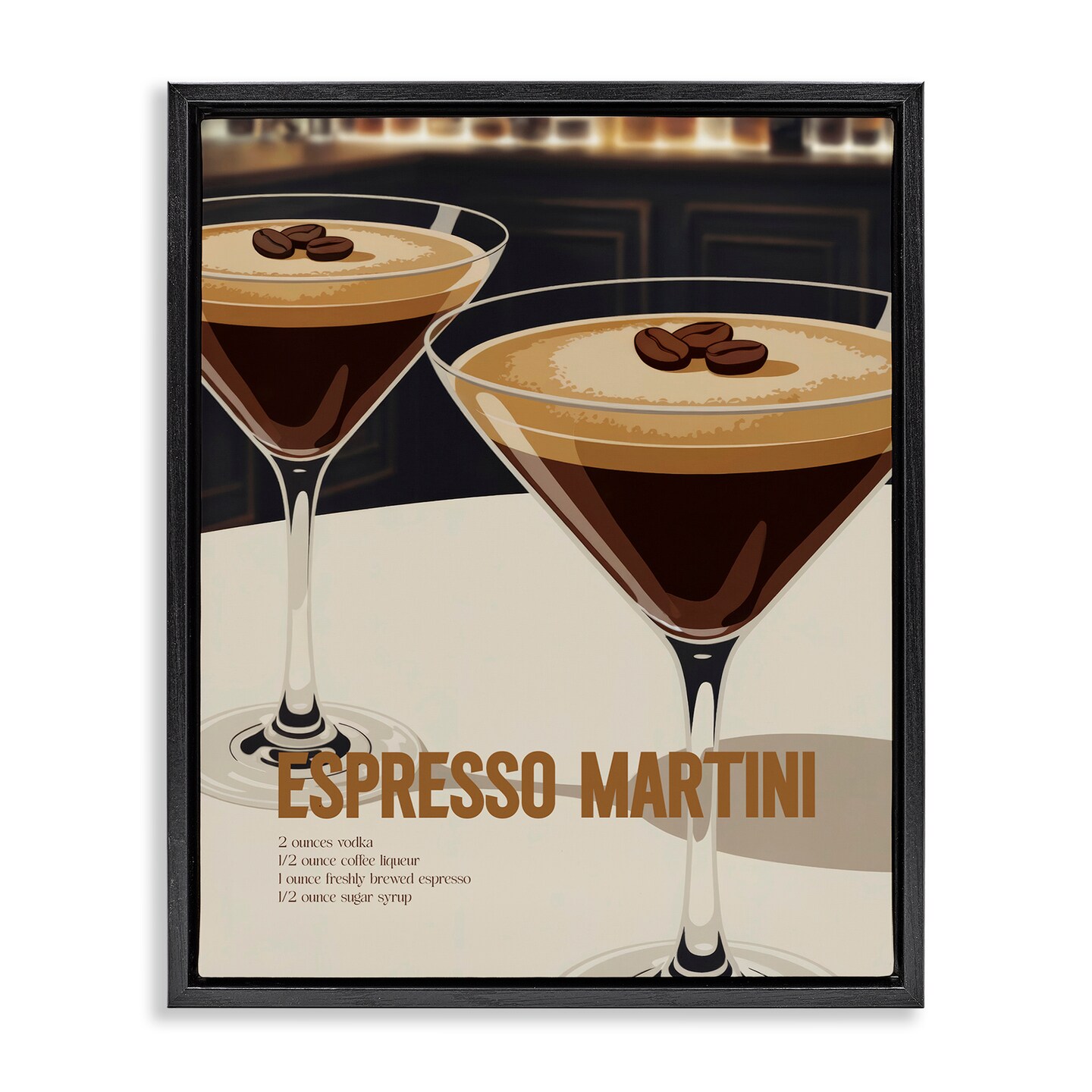 Stupell Industries Sleek Modern Espresso Martini Floating Frame, design by Andreas Magnusson