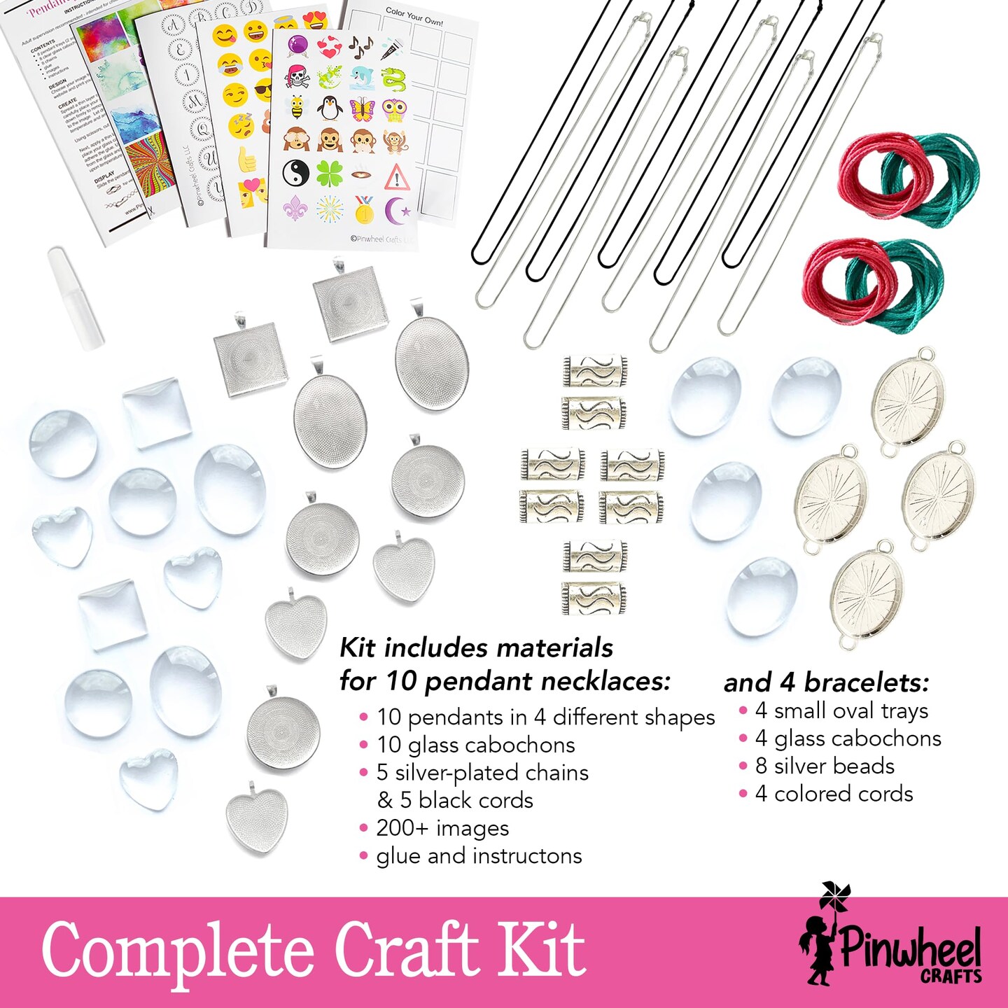 Crafts Pendant Jewelry Making Kit for Girls 8-12+ Years, Necklace and Bracelet Making Kit for Kids – Single Craft to Create Multiple Necklace & Bracelet for Teens with 200 Designs