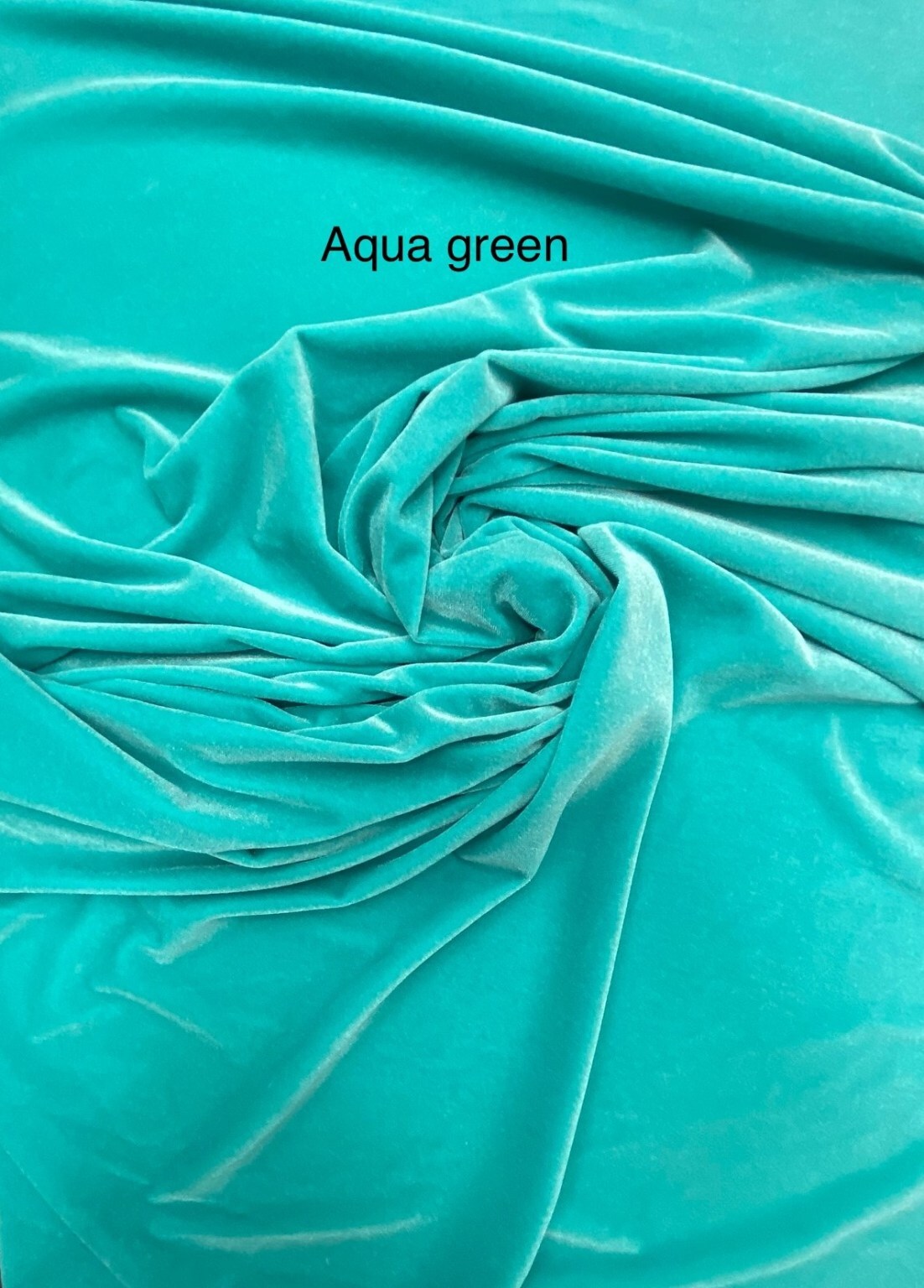1 Yard Aqua Green Stretch Velvet Fabric 58/60 Inch Wide Soft Drapey Polyester Spandex Blend