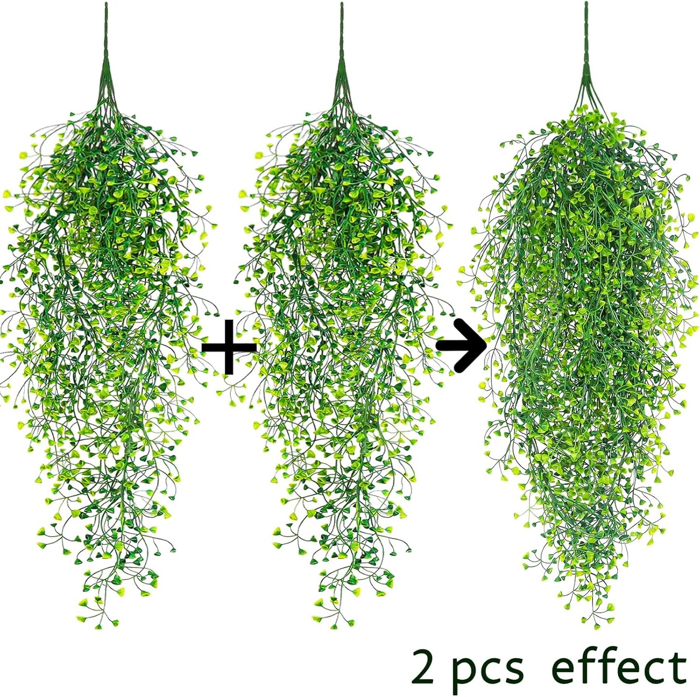 3pcs Artificial Plants Ferns Ivy Vine (Green) 9.8"D x 2"W x 4.21"H