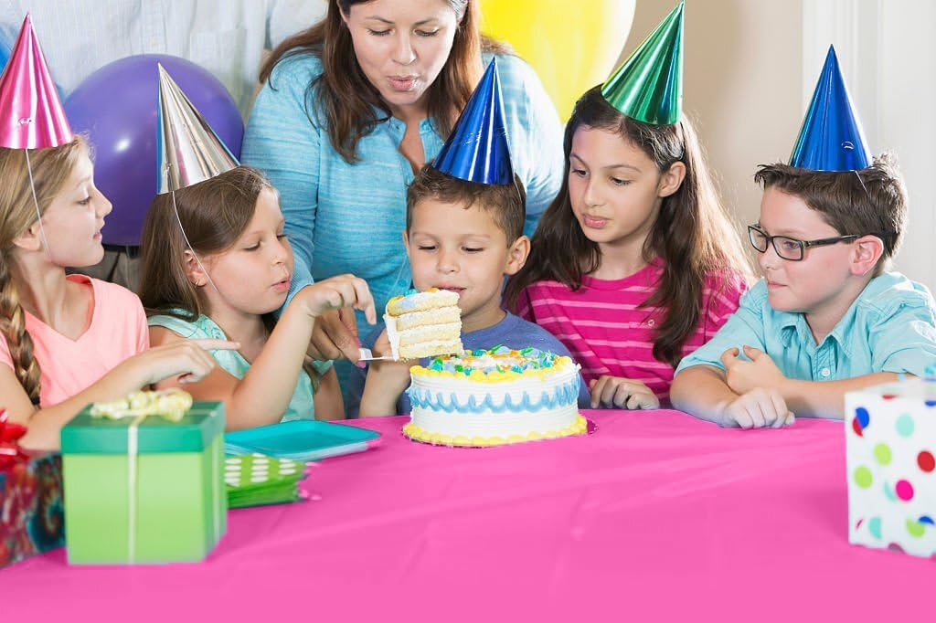 Exquisite Party Solids 54" x 100' Plastic Table Cover Roll with Slide Cutter – Cut-to-Size Dispenser Box – Makes Up to 12 Disposable 8' Rectangle Tablecloths