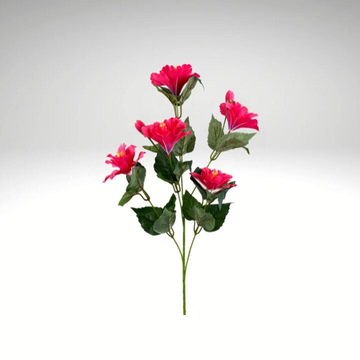 28" Pink Artificial Hibiscus Spray – Faux Tropical Flower Stem for Summer Arrangements-63339BT