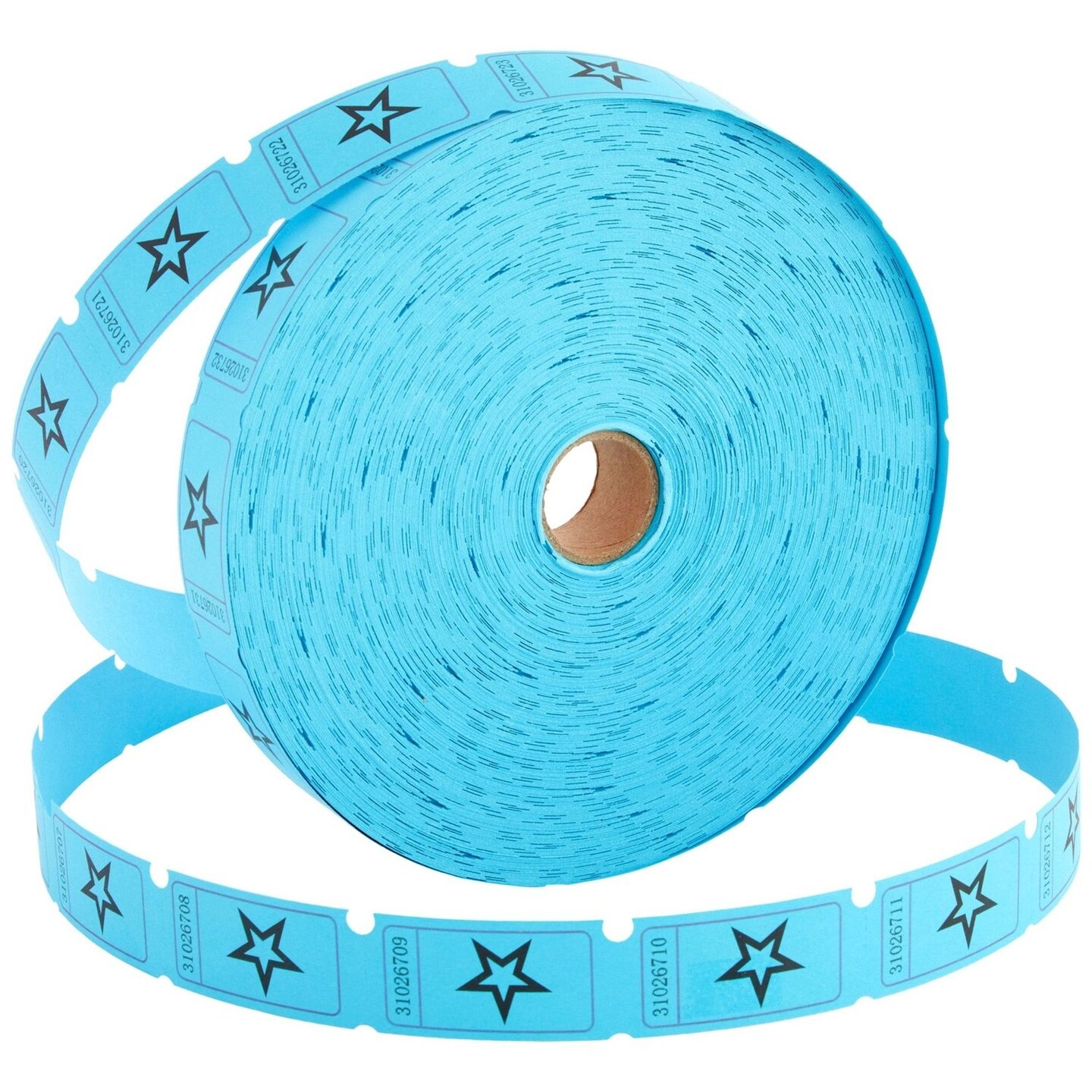 2000-Count Numbered Blue Star Raffle Tickets, Single Ticket Roll for Party Events, Prize Reward, Fundraiser Drawing, Carnival, Giveaways, School Classroom Supplies (2x1 in)