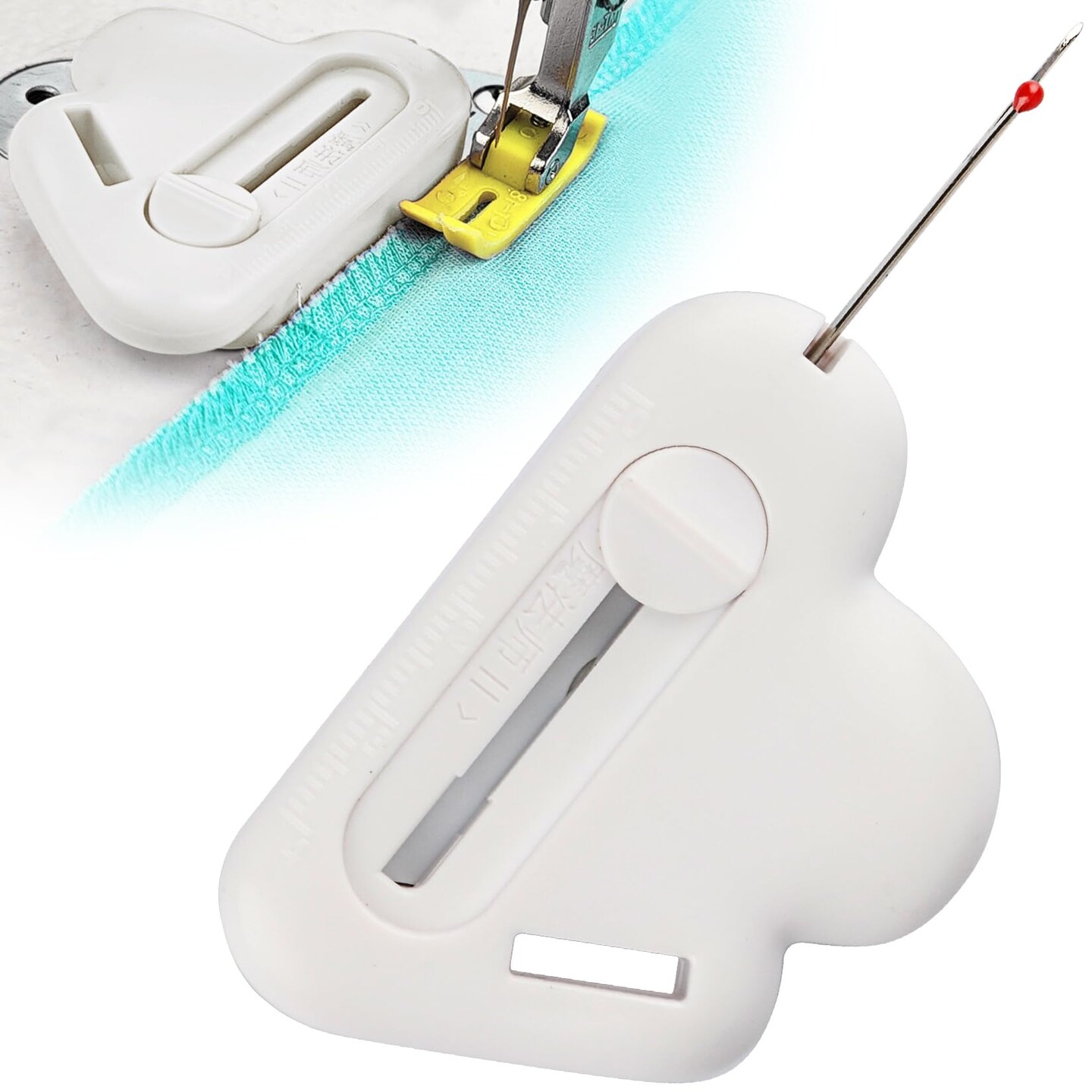 Magnetic Seam Guide for Sewing Machine with Seam Ripper Thread Remover Tool Multifucntional Magnetic Sewing Guide Hemmer with Scale Universal Sewing Supplies and Accessories(White)