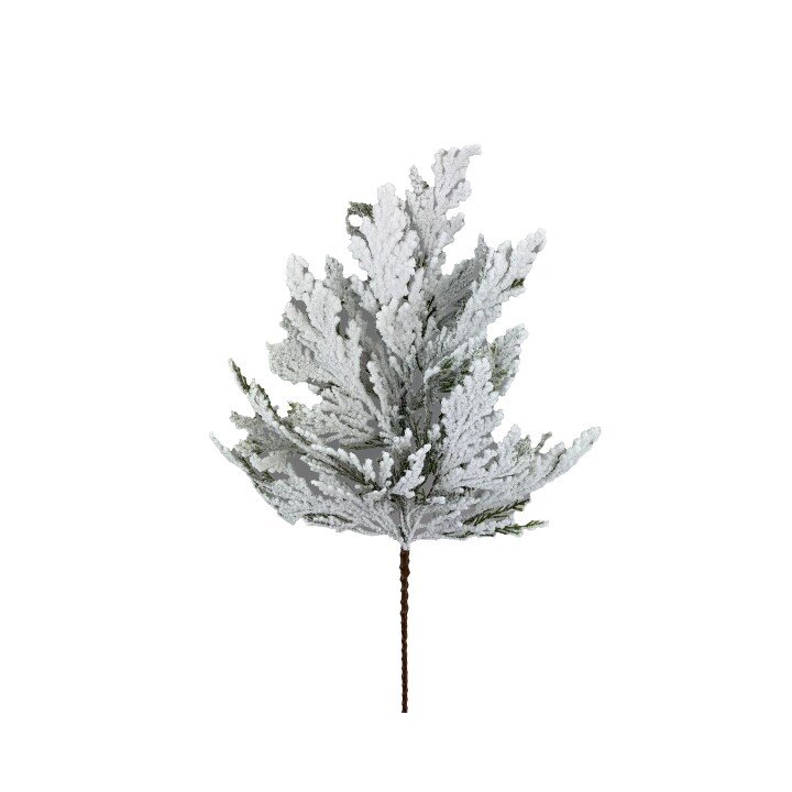 24&#x22; Flocked Cedar Spray | Artificial Snowy Cedar Christmas Greenery-85336SP24