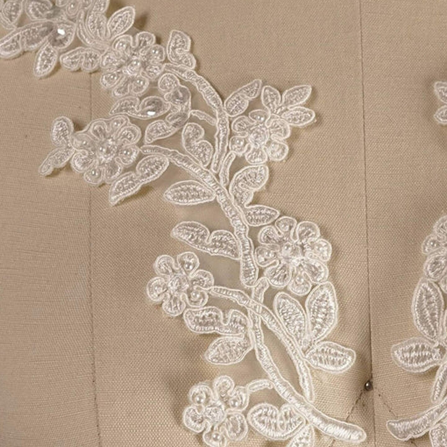Ivory Beaded Bridal Appliques 10" Sequin Lace Pair for Wedding Gowns, Veils & Dresses