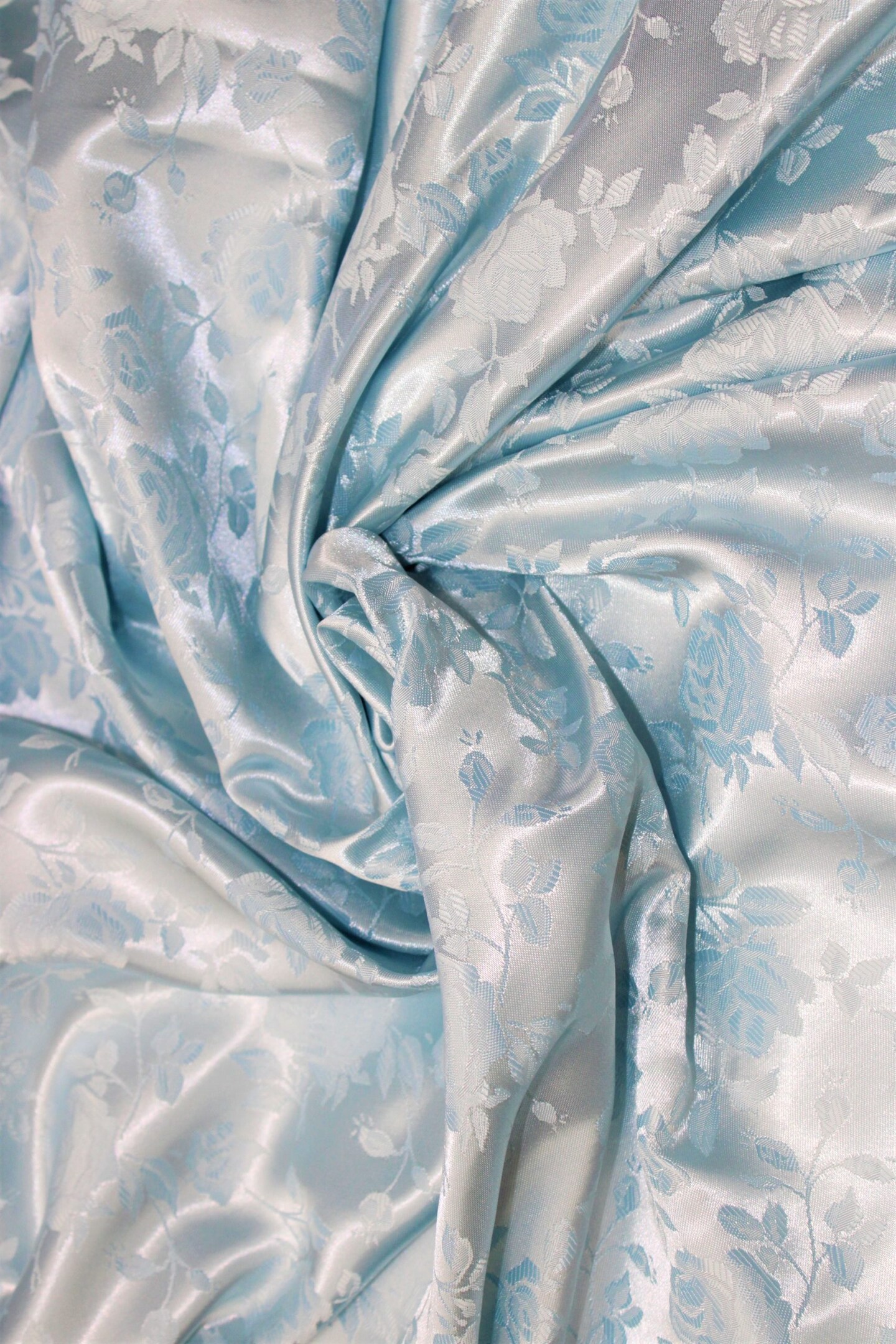 1 Yard Lt. Blue Jacquard Satin Fabric for Curtains Tablecloth Apparel Crafts 58/60 Inches Width