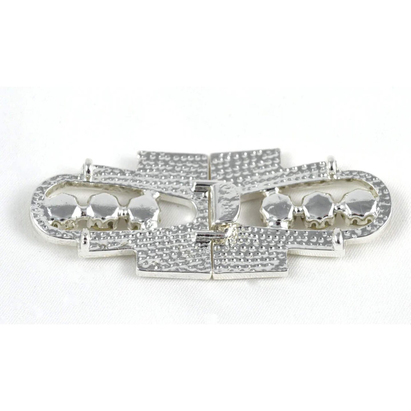 1 Buckle Silver Rhinestone Clasp 2.6" Vintage Hook Closure for Coats, Invitations & Gift Boxes
