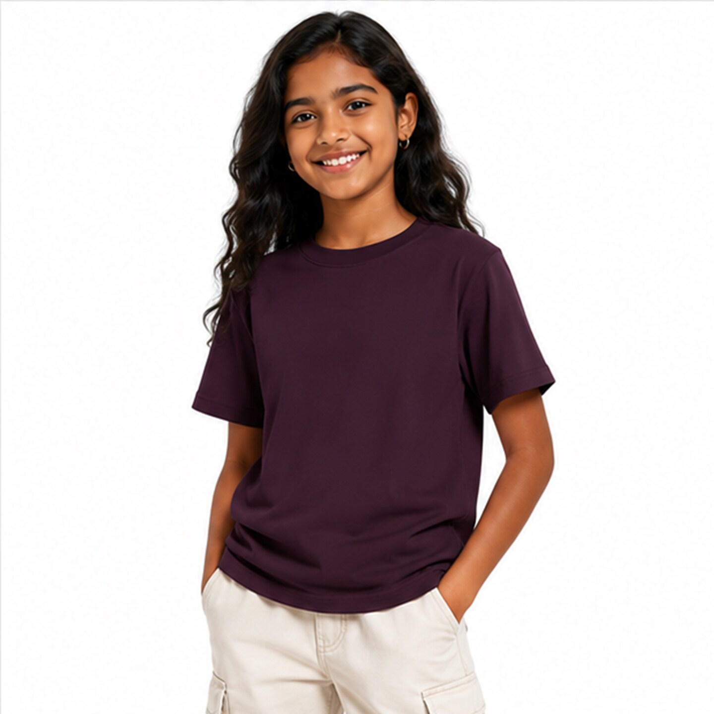 Youth Crewneck Short Sleeve T-Shirt, Color: Purple, Size: Xl