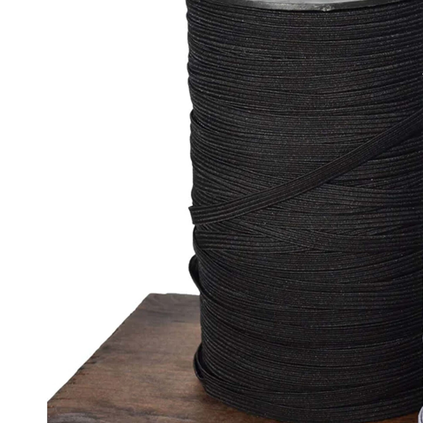 1/8&#x22; Black Flat Braided Durable Elastic Cord 5 Yards