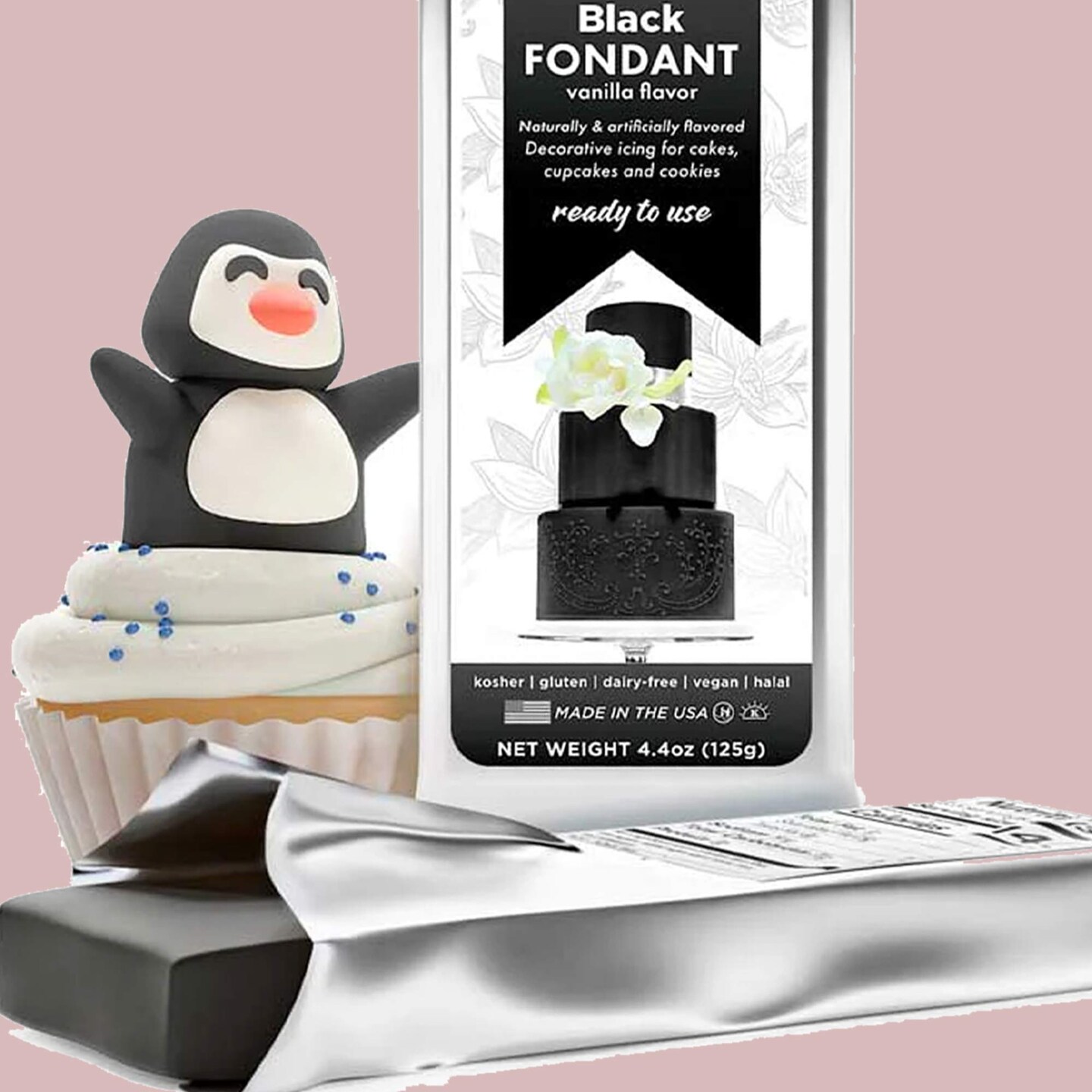 Bakell&#x27;s Satin Black Ice Vanilla Fondant 4.4 oz.