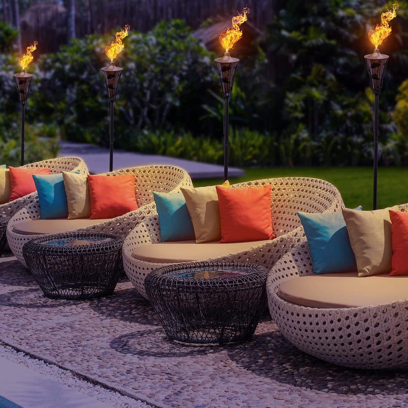 Sorbus 4 Pack Outdoor Metal Patio Torches - Includes Fiberglass Wick and Snuffer Cap