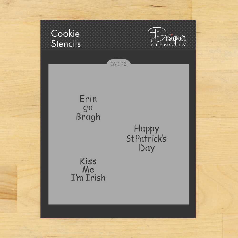 Irish Sayings Cookie &#x26; Craft Stencil | CM092 by Designer Stencils | Cookie Decorating Tools | Baking Stencils for Royal Icing, Airbrush, Dusting Powder | Craft Stencils for Canvas, Paper, Wood | Reusable Food Grade Stencil