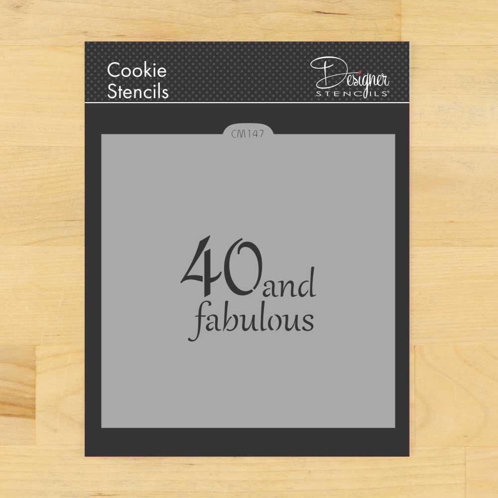 40 and Fabulous Cookie &#x26; Craft Stencil | CM147 by Designer Stencils | Cookie Decorating Tools | Baking Stencils for Royal Icing, Airbrush, Dusting Powder | Craft Stencils for Canvas, Paper, Wood | Reusable Food Grade Stencil