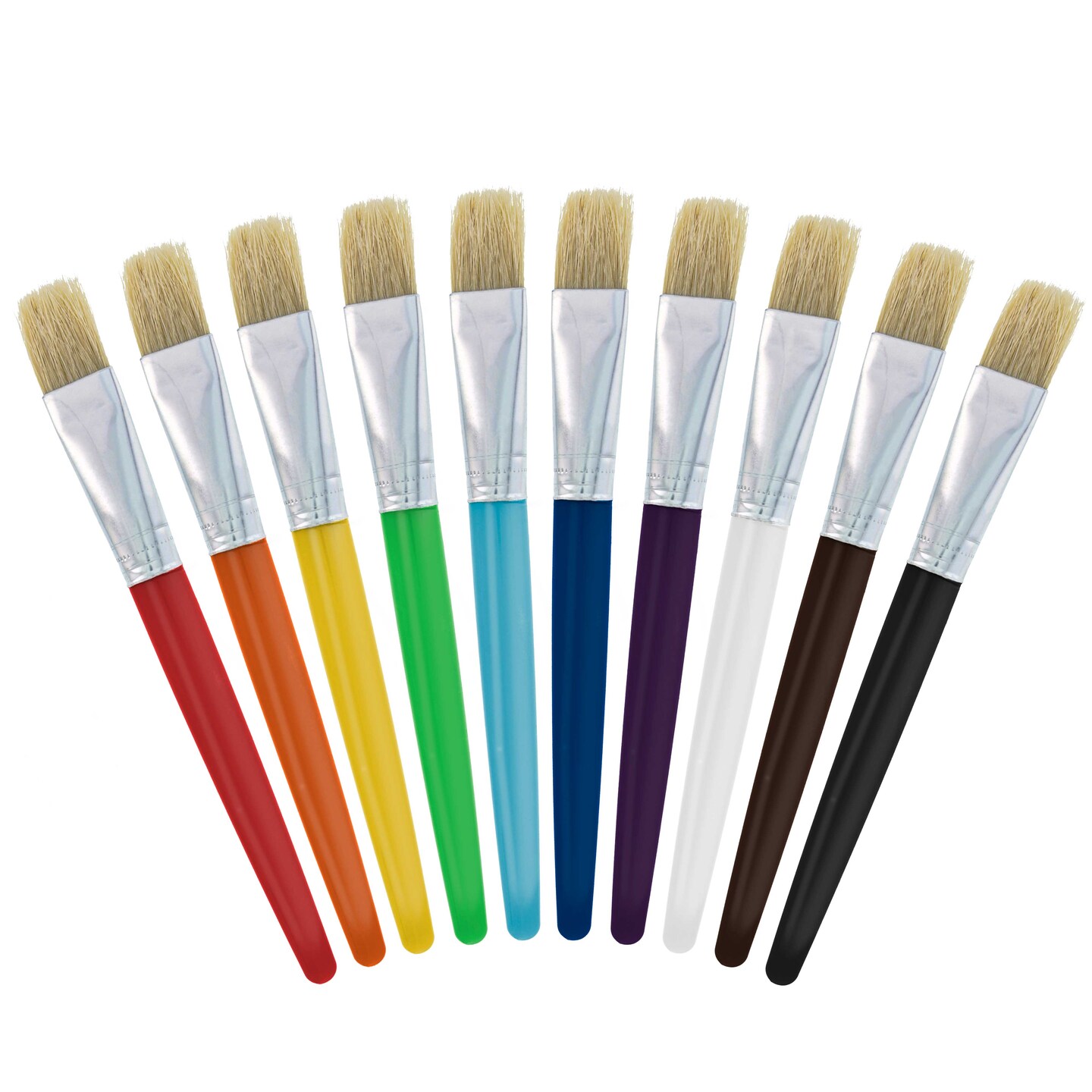 10-Piece Fat Hog Bristle Brush Set - Large Chubby Paint Brushes, Classroom Paint Brushes for Crafts, Tempera &#x26; Acrylic Painting, Ideal for Beginners &#x26; Students