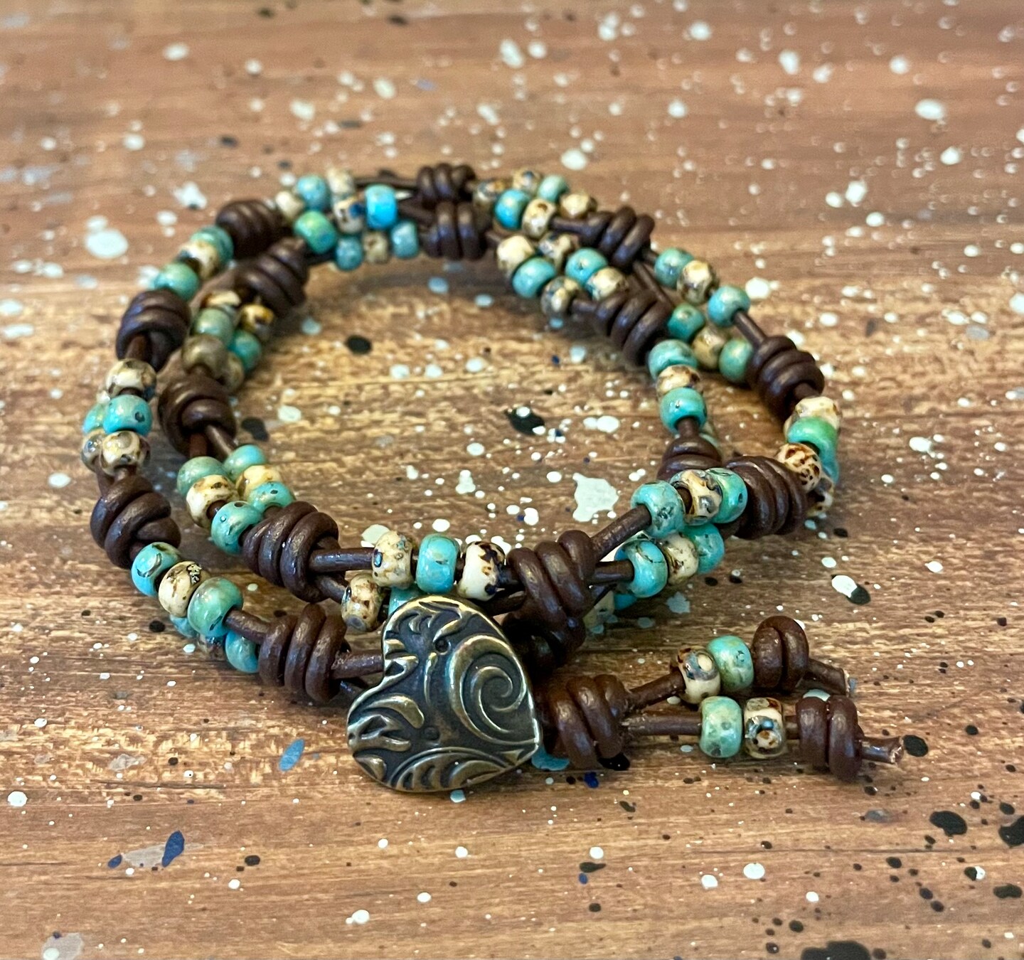 M ハンドメイドブレスレット Barrel Knot and Miyuki Seed Bead Bracelet Mik5 | MakerPlace by