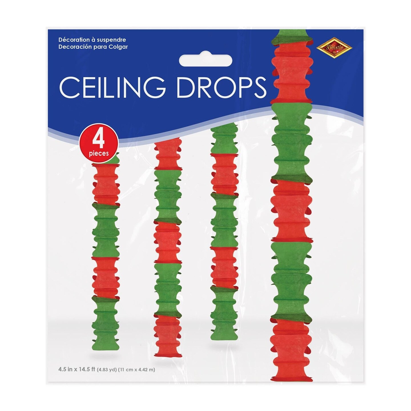 48 Pack Beistle Ceiling Drops red/green