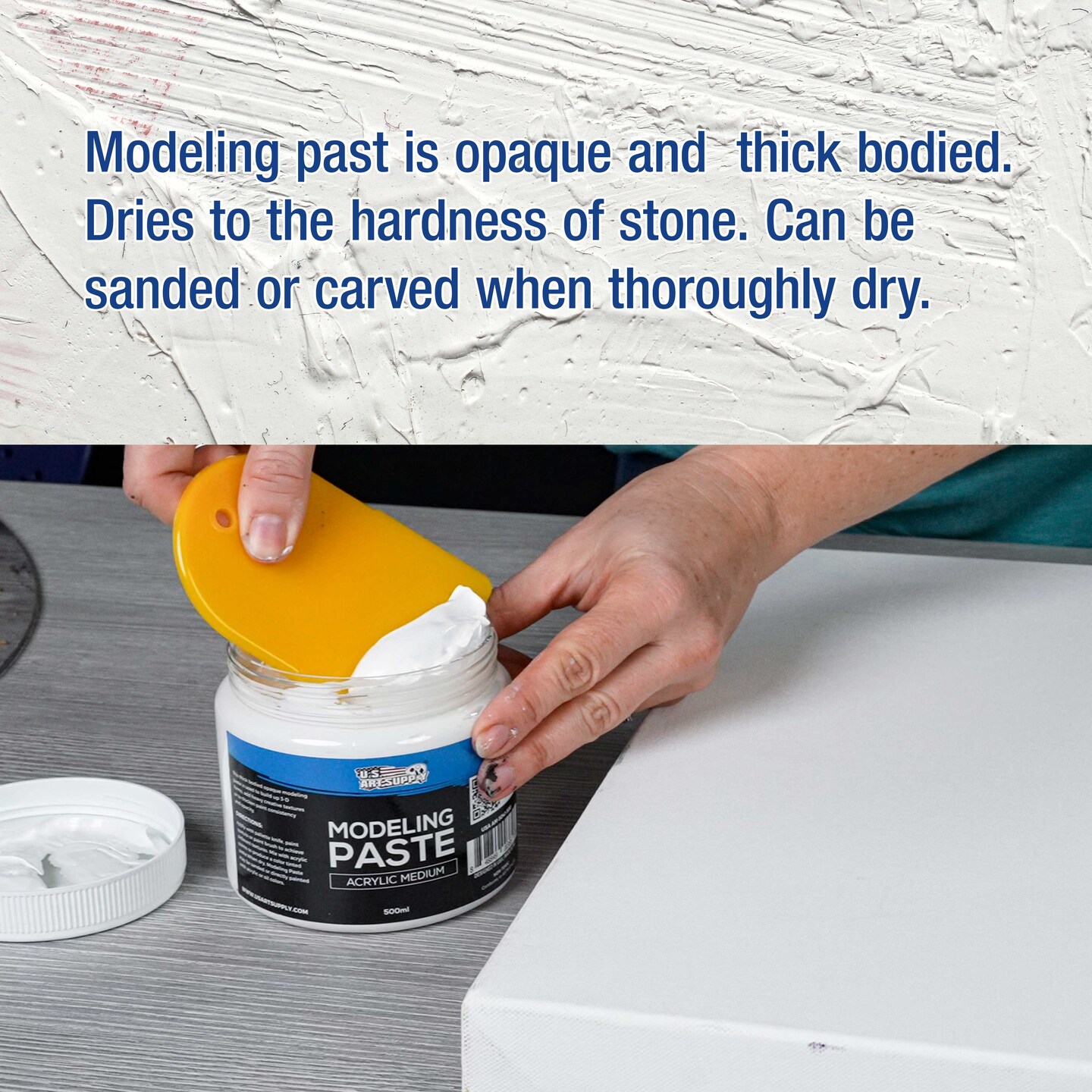 Acrylic Modeling Paste - 16.9oz (500ml) Lightweight, Flexible, Mixable, Sandable, and Archival-Safe