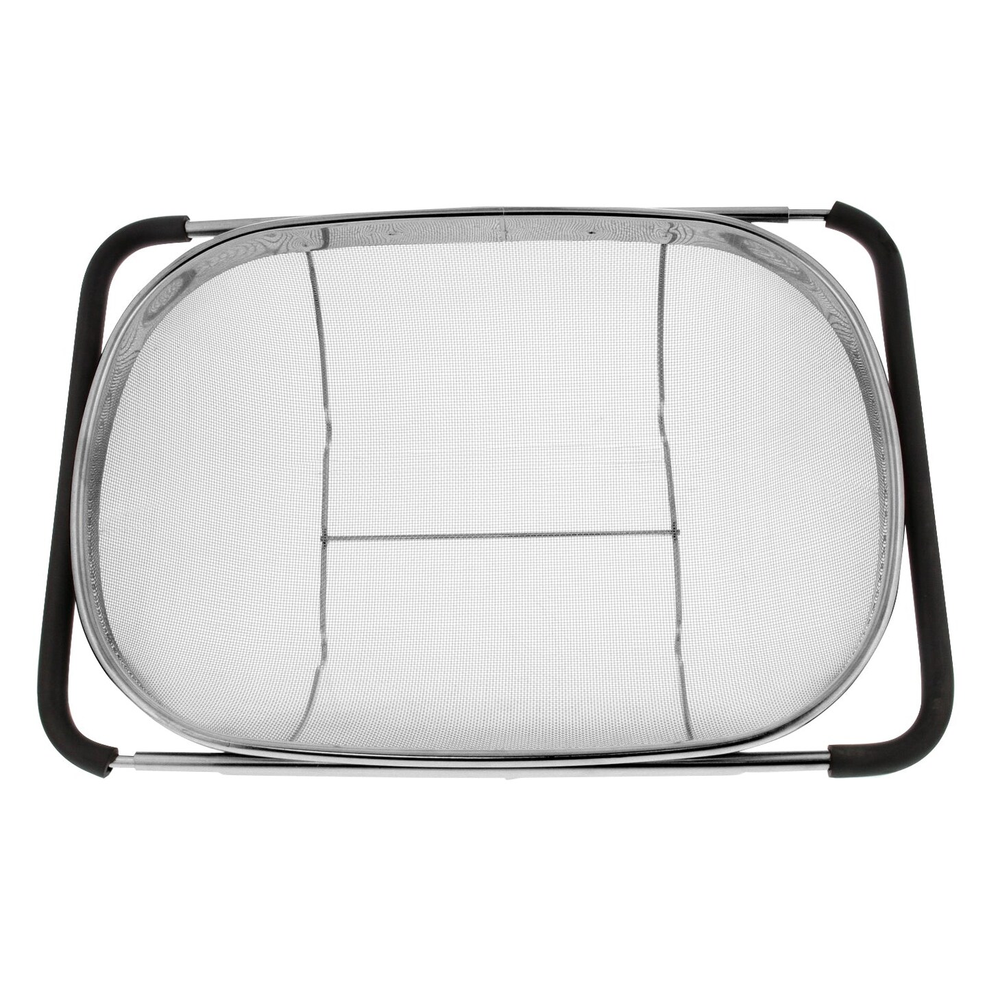 U.S. Kitchen Supply&#xAE; Premium Quality Over The Sink Stainless Steel Oval Colander with Fine Mesh 6 Quart Strainer Basket &#x26; Expandable Rubber Grip Handles