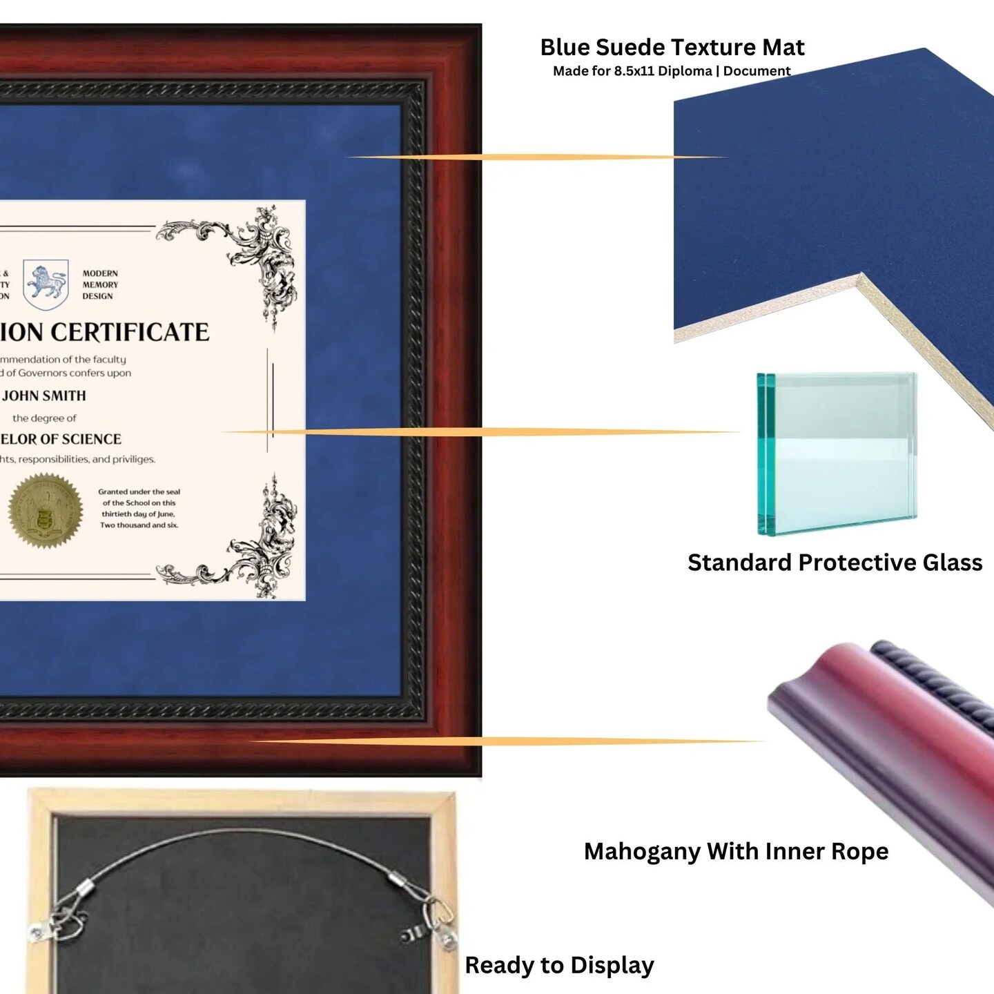 University of Michigan 11x14 Diploma Frame for 8.5x11 Certificate Blue