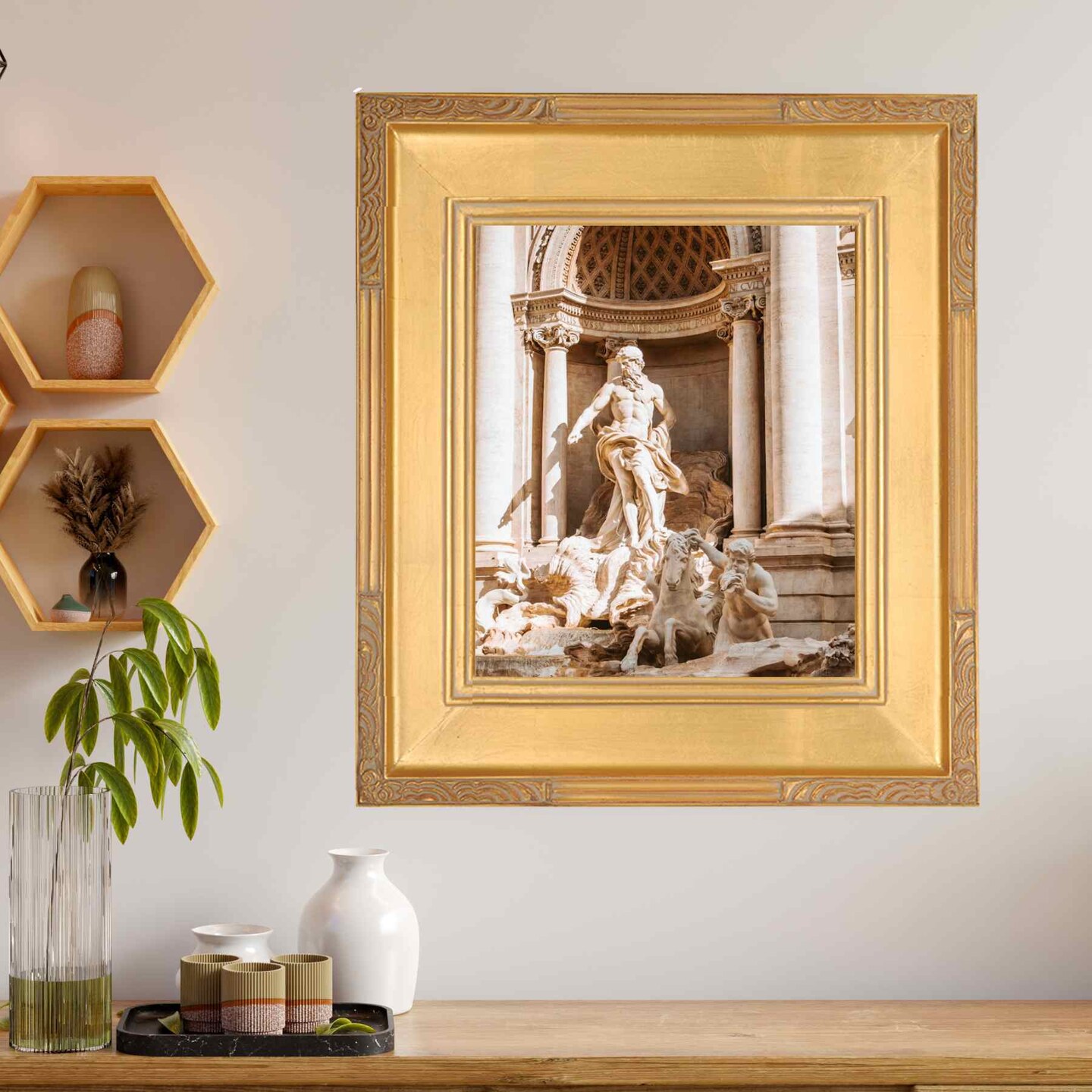 Gold Leaf 24x36 Picture Frame – 3.5" Contemporary Closed Corner Frame, Real Wood with Clear Acrylic Front