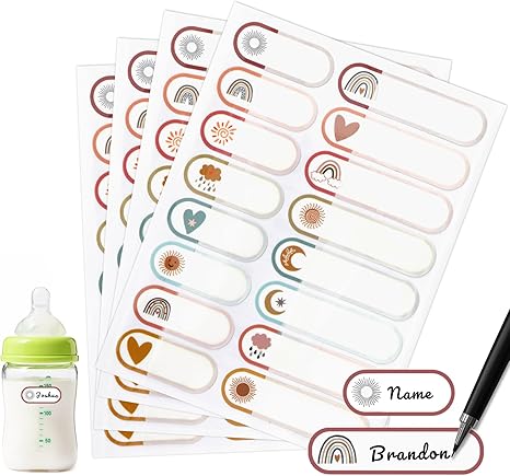 320 PCS Waterproof Name Labels for Kids, Self-Adhesive Write-On Name Tag Stickers for Bottles, School Supplies, Daycare Essentials, Washable Baby 