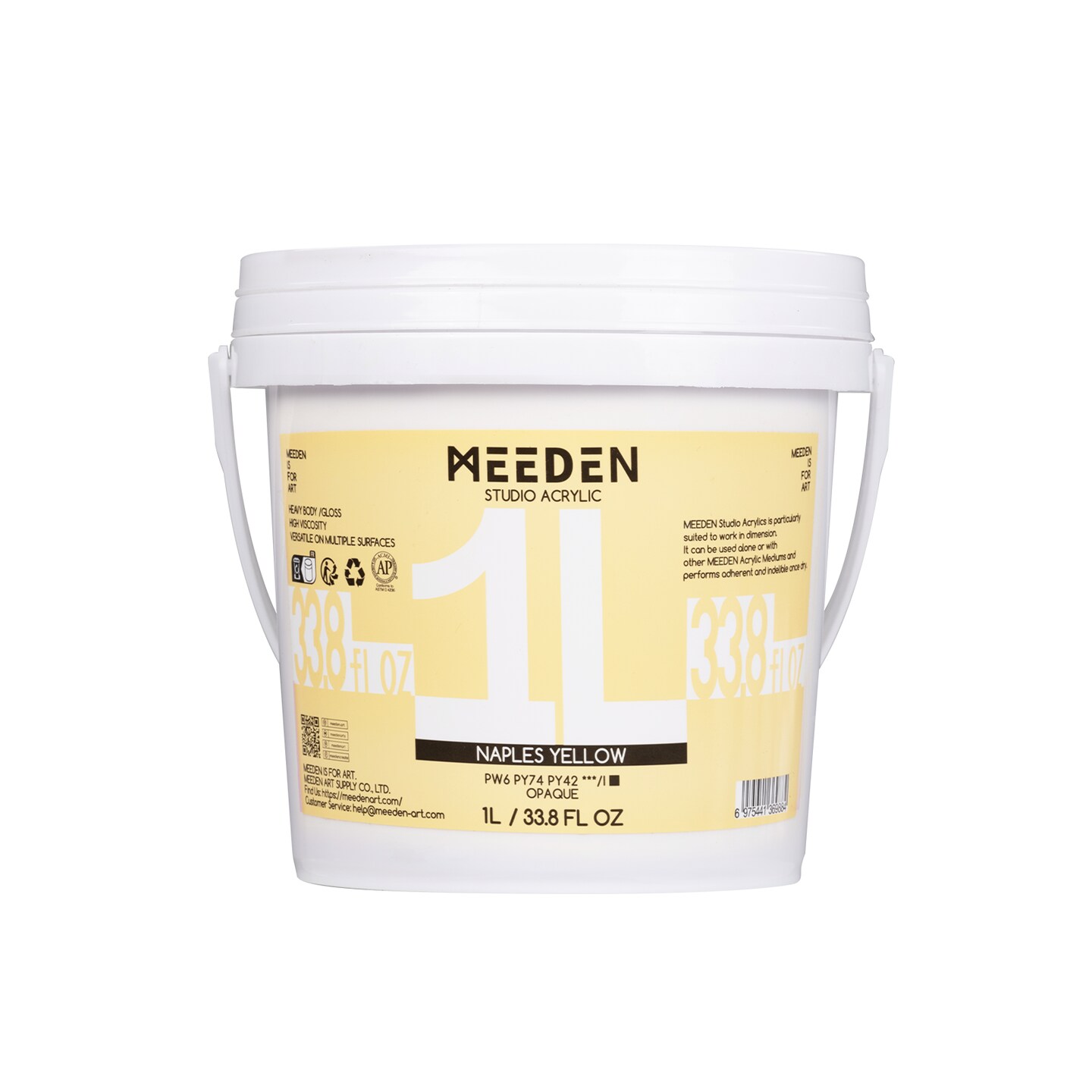 MEEDEN Studio Acrylic Paint-Naples Yellow, 1L / 33.8 oz