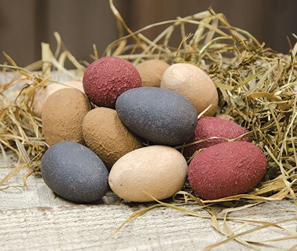 Michaels, 24 Pkg Wooden Decorative Eggs, Assorted Painted Primitive Colors Burgundy Mustard Cream Blue, Small Easter Bowl Fillers for Home Decor – Category: Spring Fillers