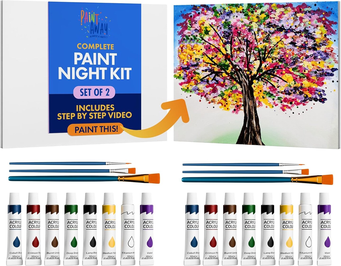 Painting Kit for Adults, Teens & Kids - , Dates - 2 Canvas