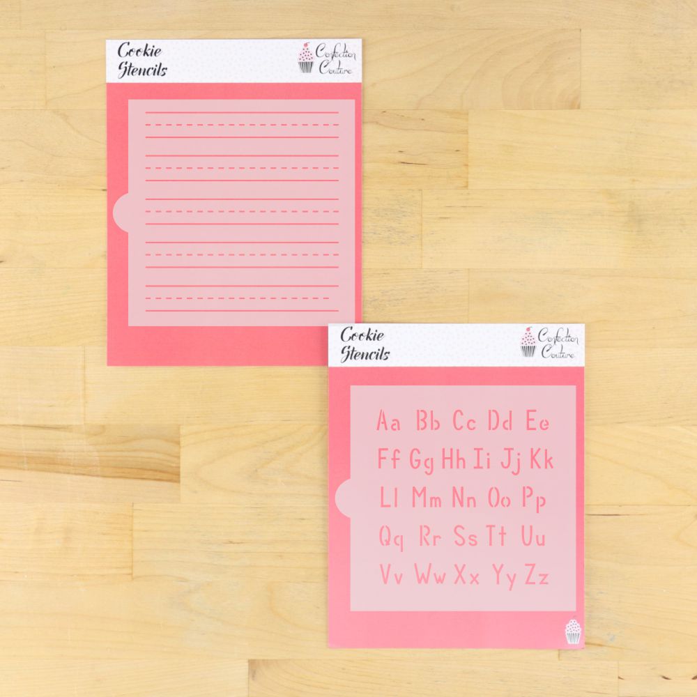 Notebook Paper And Alphabet Background Cookie Stencil Set | Cookie Decorating Tool | Airbrushing | Royal Icing | Arts & Craft | Confection Couture |