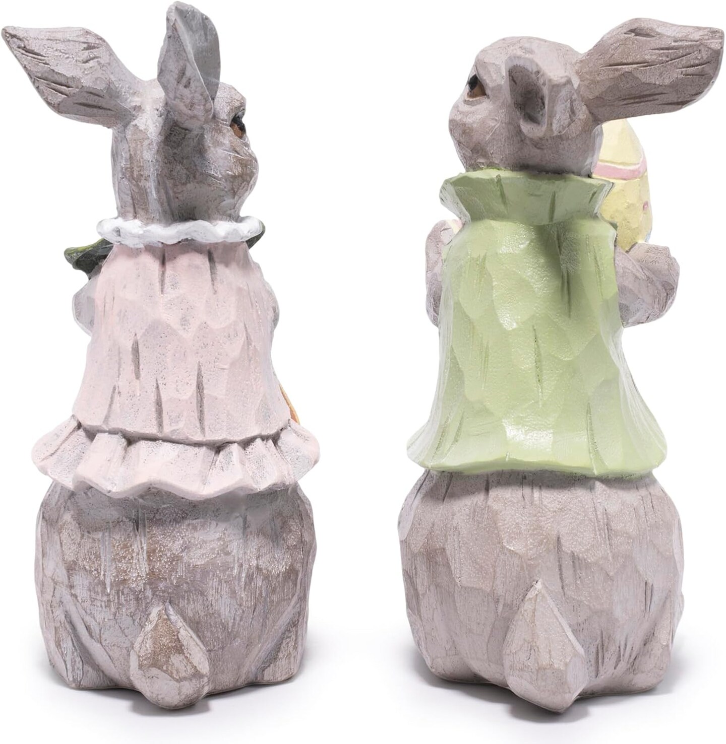 2 Pcs Easter Bunny Figurines Gray Resin Rabbit Decorations Spring