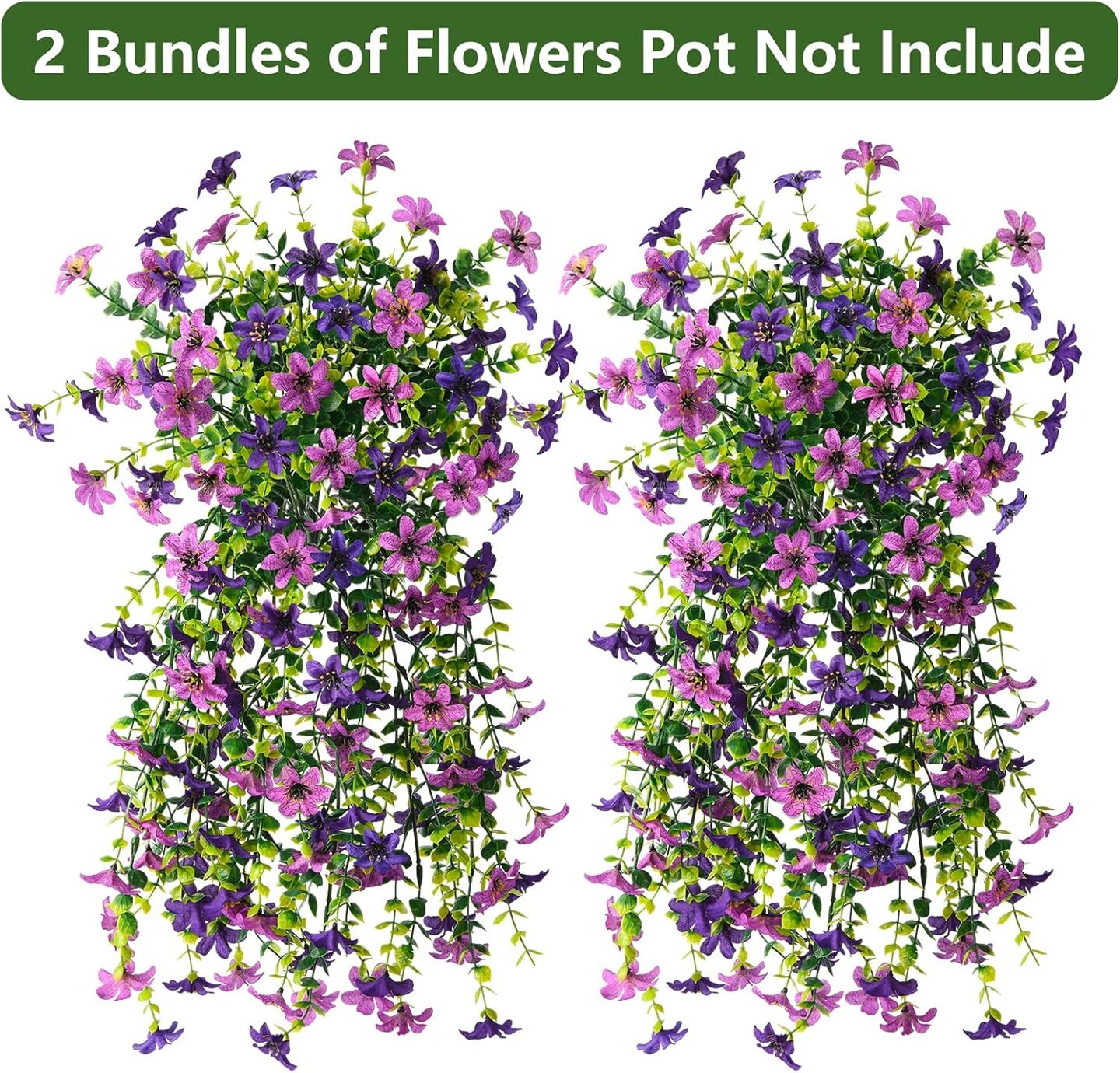 2 PCS Summer Artificial Hanging Flowers Plants (Double Purple)