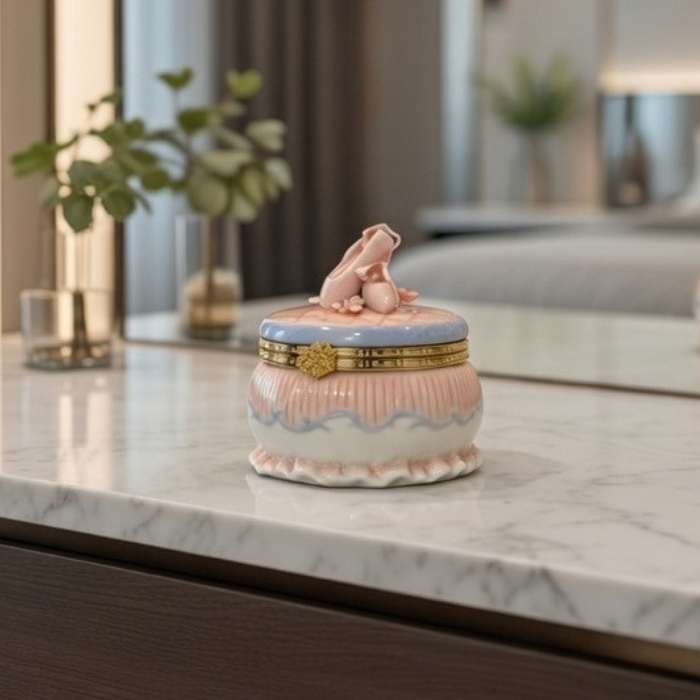 Ceramic Ballerina Shoe Hinge Box, Home Décor, Gift for Her, Gift for Daughter, Gift for Ballerina Dancer, Vanity Decor