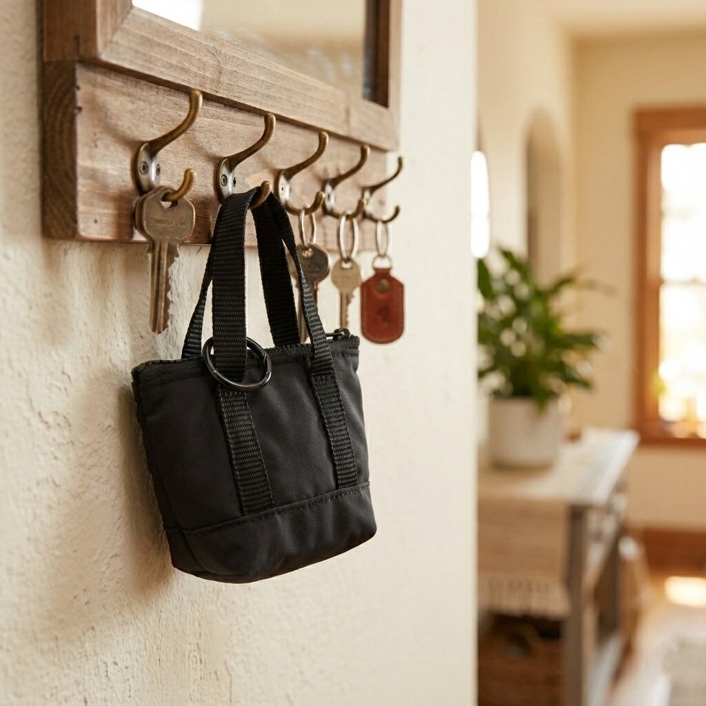 packlab Micro Nano Tote Keychain - Black Mini Tote Bag Coin Purse for Cards, Lip Balm & Everyday Essentials