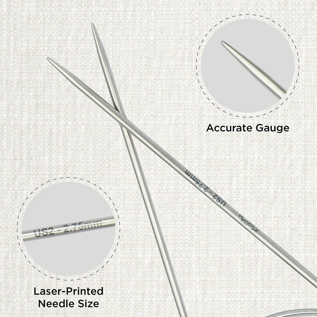 KnitPro Stelo Lace Fixed Circular Knitting Needles 16" (40cm) Size 0 - 15