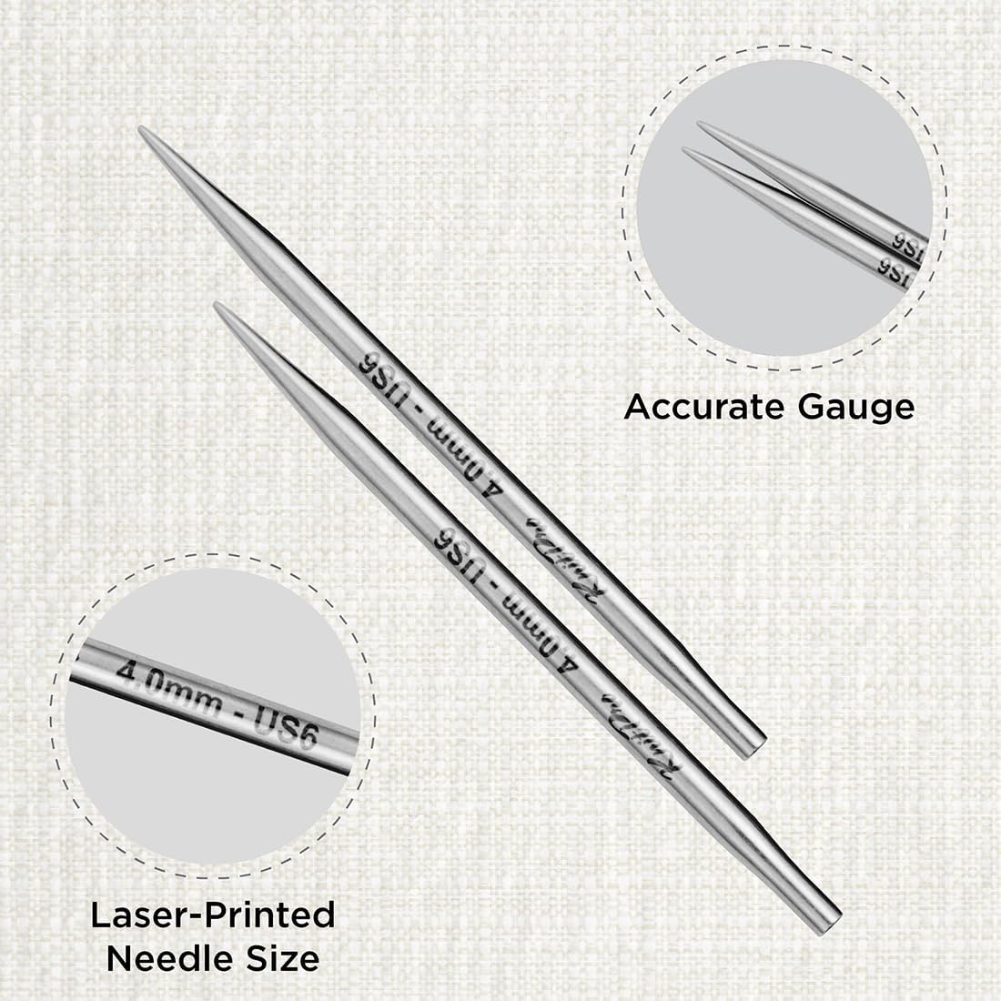 KnitPro Stelo Interchangeable Circular Knitting Needles 5" (13cm) Size 2.5 - 17