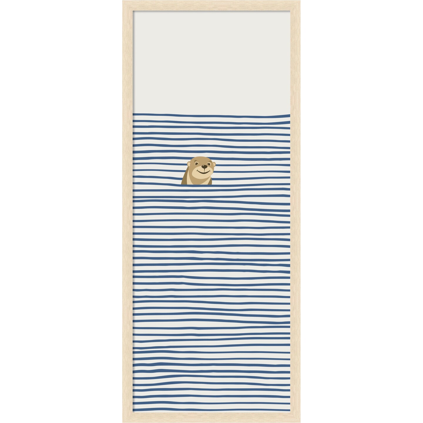 Amanti Art Framed Fabric Pinboard 18 x 42 Otter in the Waves Printed Bulletin Board for Use as a Vision Board or Wall Organization