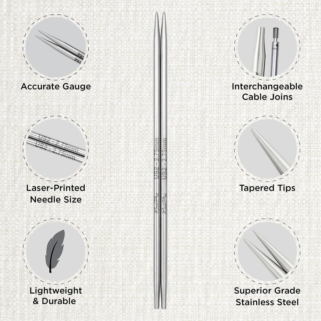 KnitPro Stelo Petite Midi Interchangeable Knitting Needle Set 4" (10cm) & 5" (13cm)