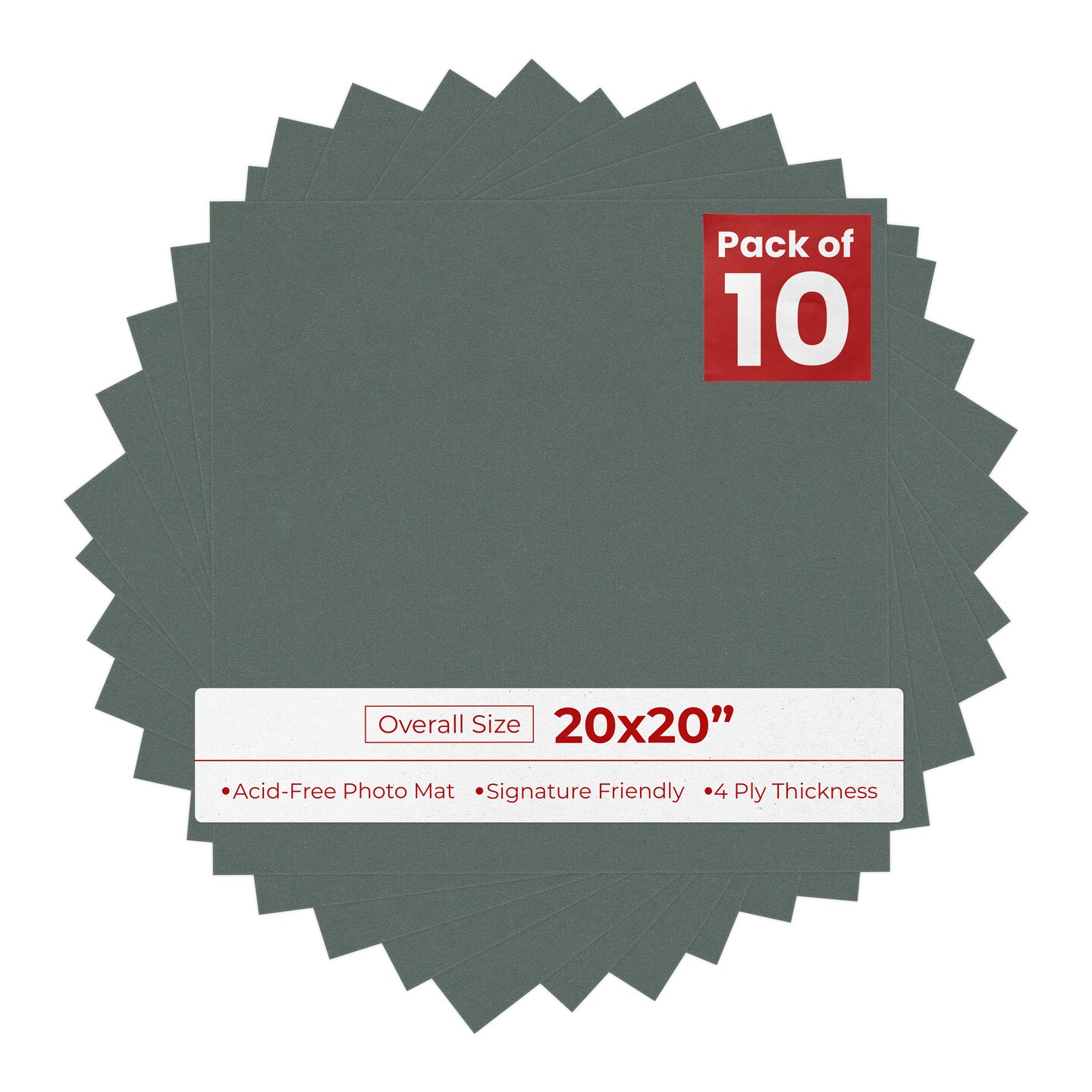 Granite Gray 20x20 Uncut Mat Board - Blank Sheets, No Opening