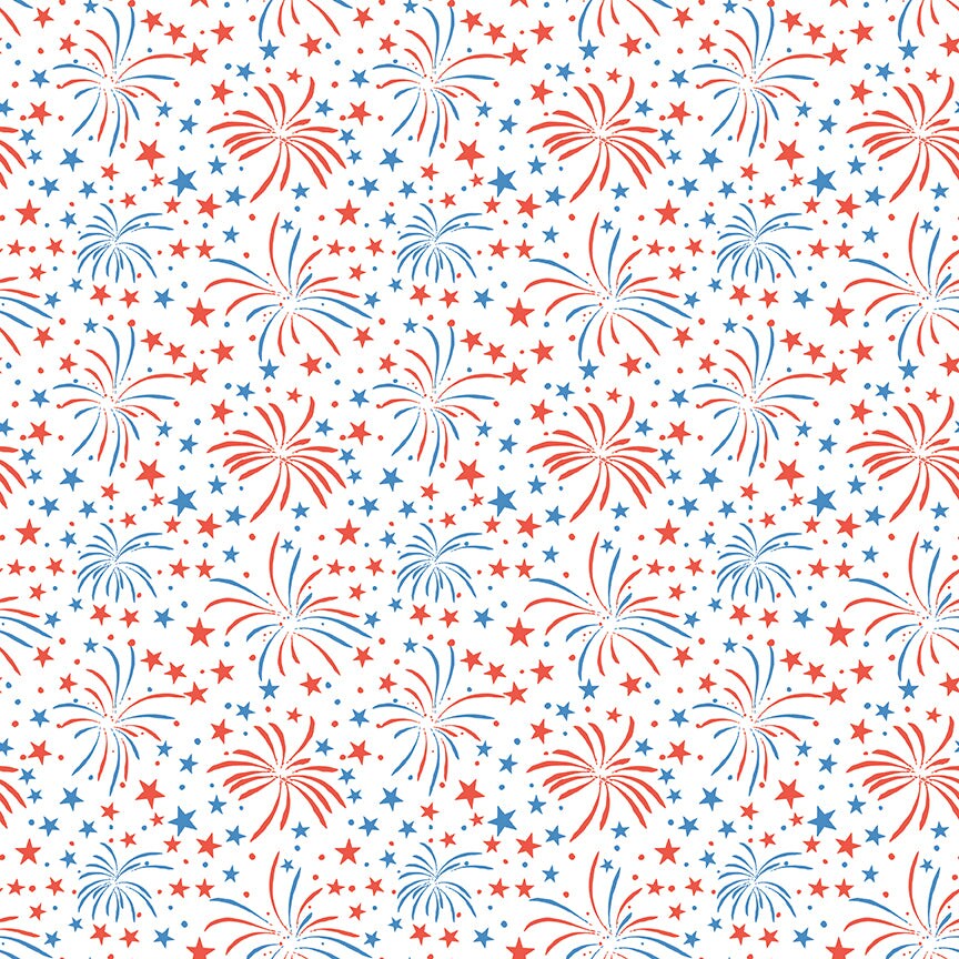 Fabric Riley Blake White Fireworks Firecracker by the Quarter Yard C17201-WHITE