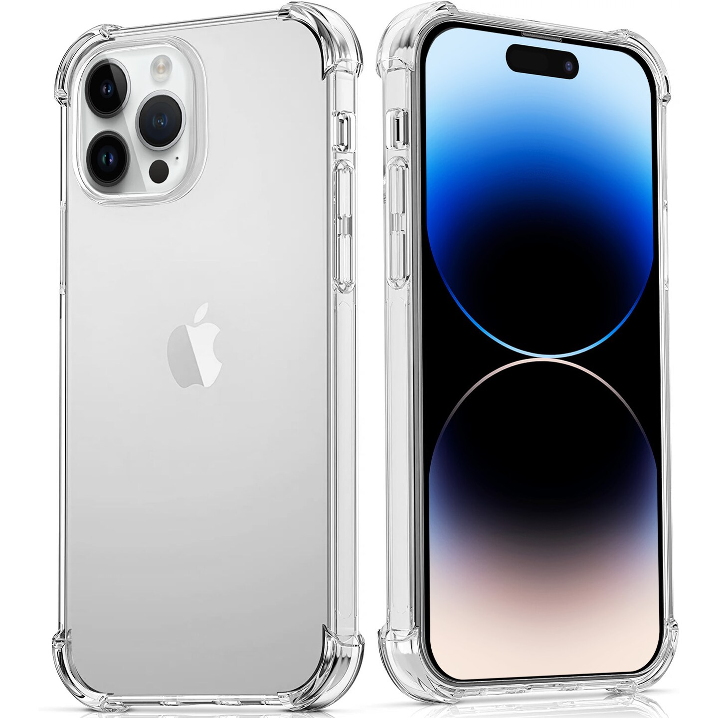 Crystal Clear Case for iPhone 14, 14 Plus, 14 Pro, 14 Pro Max, Shock Absorption Bumper, Soft Flexible TPU, Anti-Drop, Anti-Fingerprint, 3600 Shockproof, Screen &#x26; Camera Protective, Transparent Protective Back Cover, For all iPhone 14 models